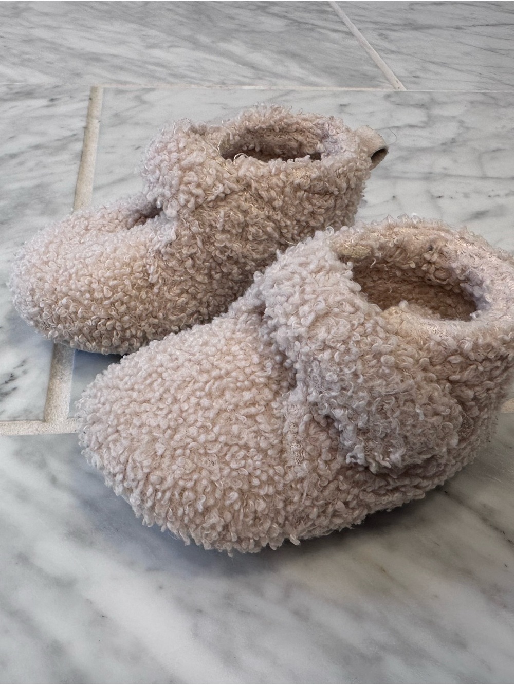 wonder nation Plush Sherpa Baby Booties - Light Beige
